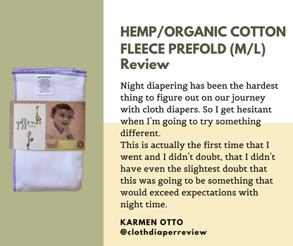 Cloth Diaper Prefolds | Fleece Hemp / Organic Cotton