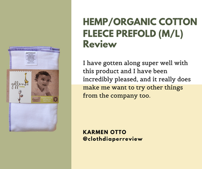 Cloth Diaper Prefolds | Fleece Hemp / Organic Cotton
