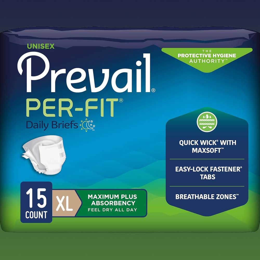 Prevail Nu-Fit Incontinence Adult Briefs, Size Extra Large, 15 count