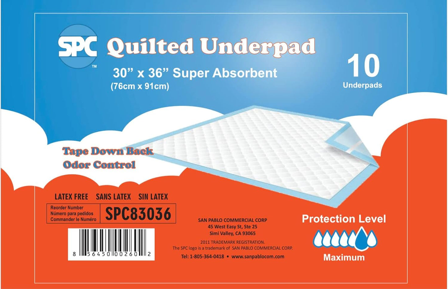 SPC Quilted Underpads 30"x36" (100 Count) | Incontinence Bed Pads, Chux, Bed Covers, Puppy Training | Super Absorbent Protection for Kids, Adults, Elderly | Incontinencia Salvacamas