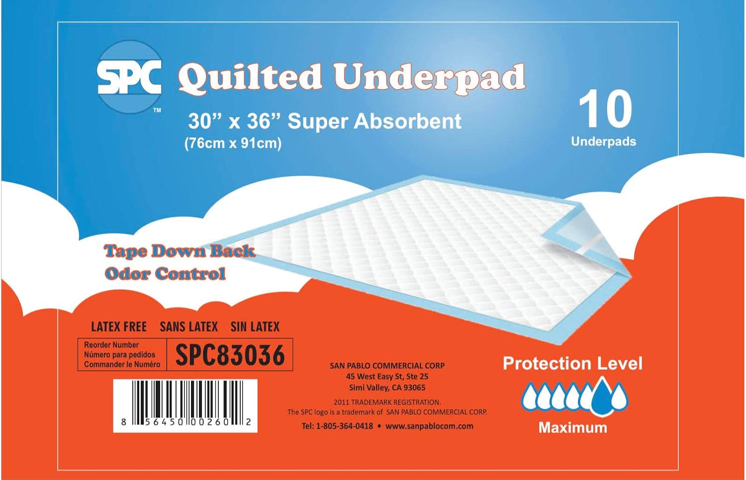 SPC Quilted Underpads 30"x36" (100 Count) | Incontinence Bed Pads, Chux, Bed Covers, Puppy Training | Super Absorbent Protection for Kids, Adults, Elderly | Incontinencia Salvacamas